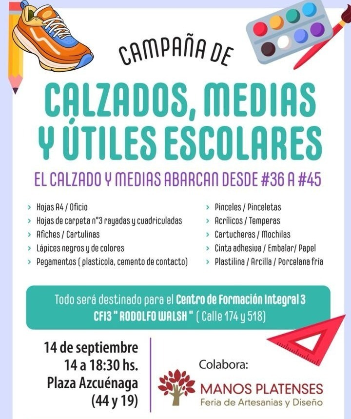 La Plata: Campaña de calzados, medias y útiles escolares