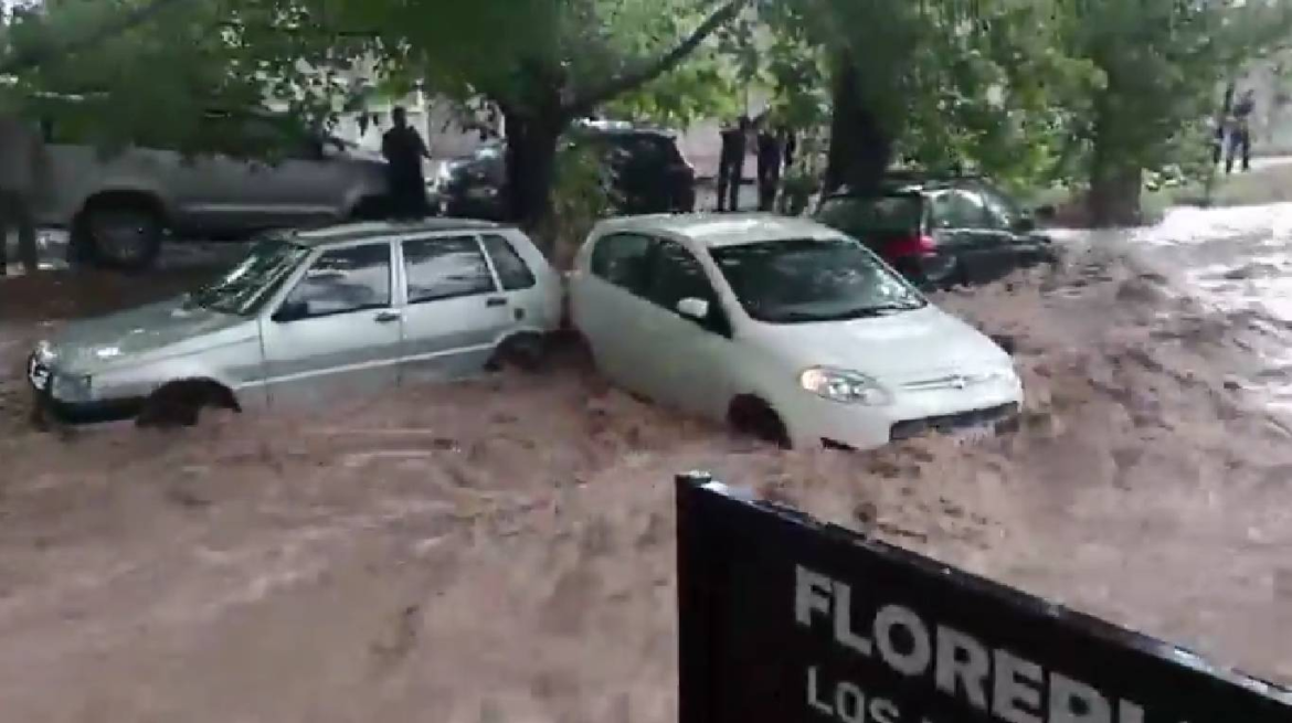 Temporal en Mendoza: dos mujeres caminaron entre calles inundadas y el video se volvió viral