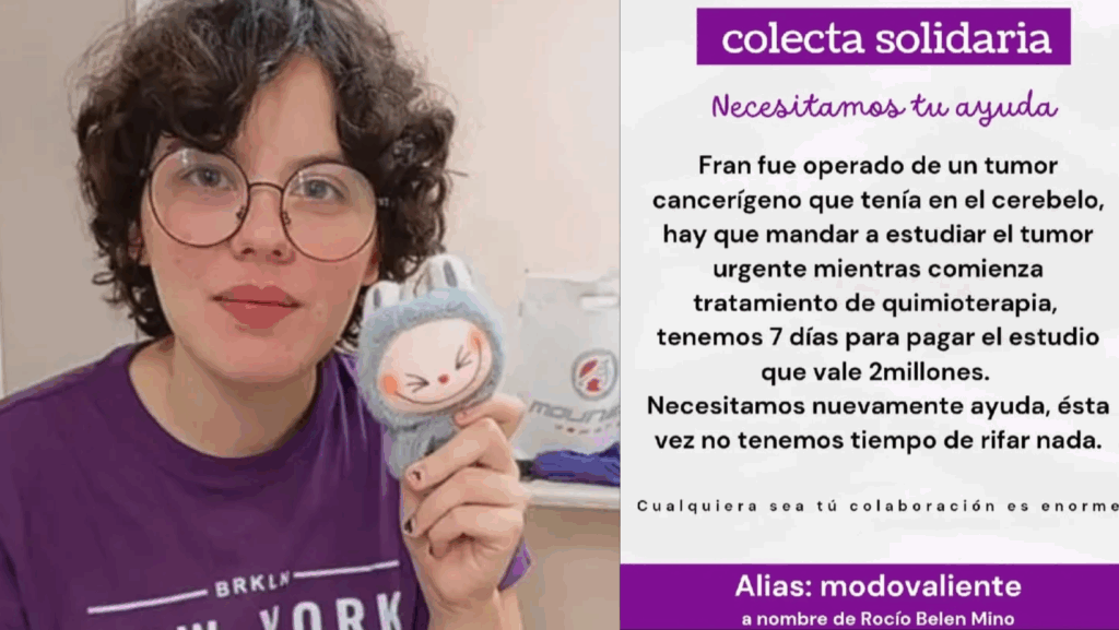 Francisco, un joven de La Plata, necesita un estudio costoso para seguir luchando contra un tumor cerebral