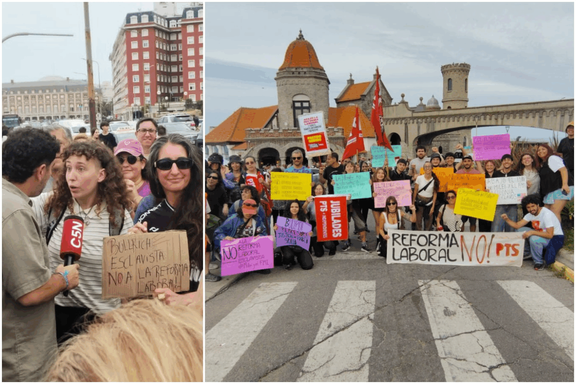 Repudio a la visita de Patricia Bullrich en Mar del Plata durante un acto a favor de la reforma laboral